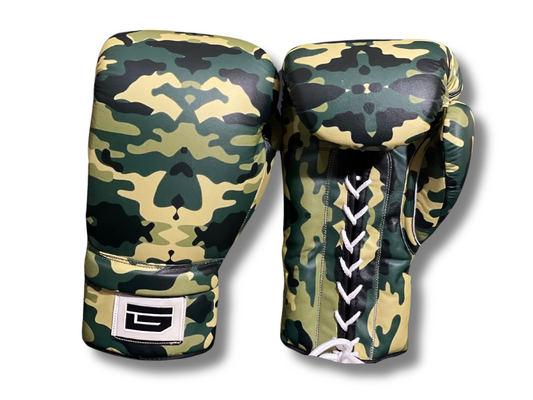 Green Camo Laced Boxing Gloves