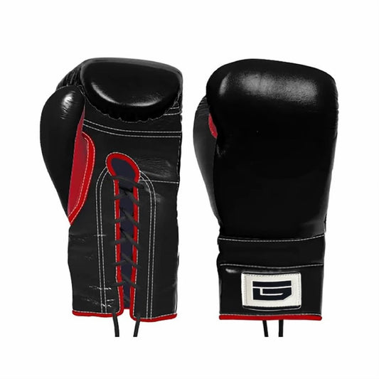 Black & Red Laced Boxing Gloves