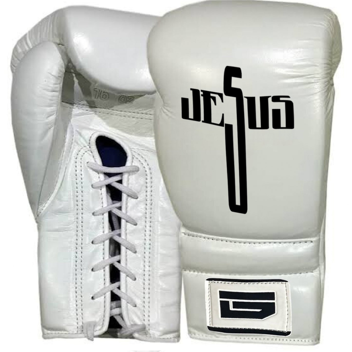 Guantes de boxeo con cruz de Jesús y cordones